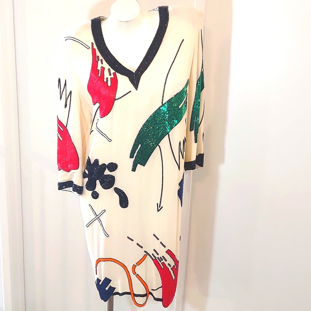 Fabrice Silhouette Beaded Dress